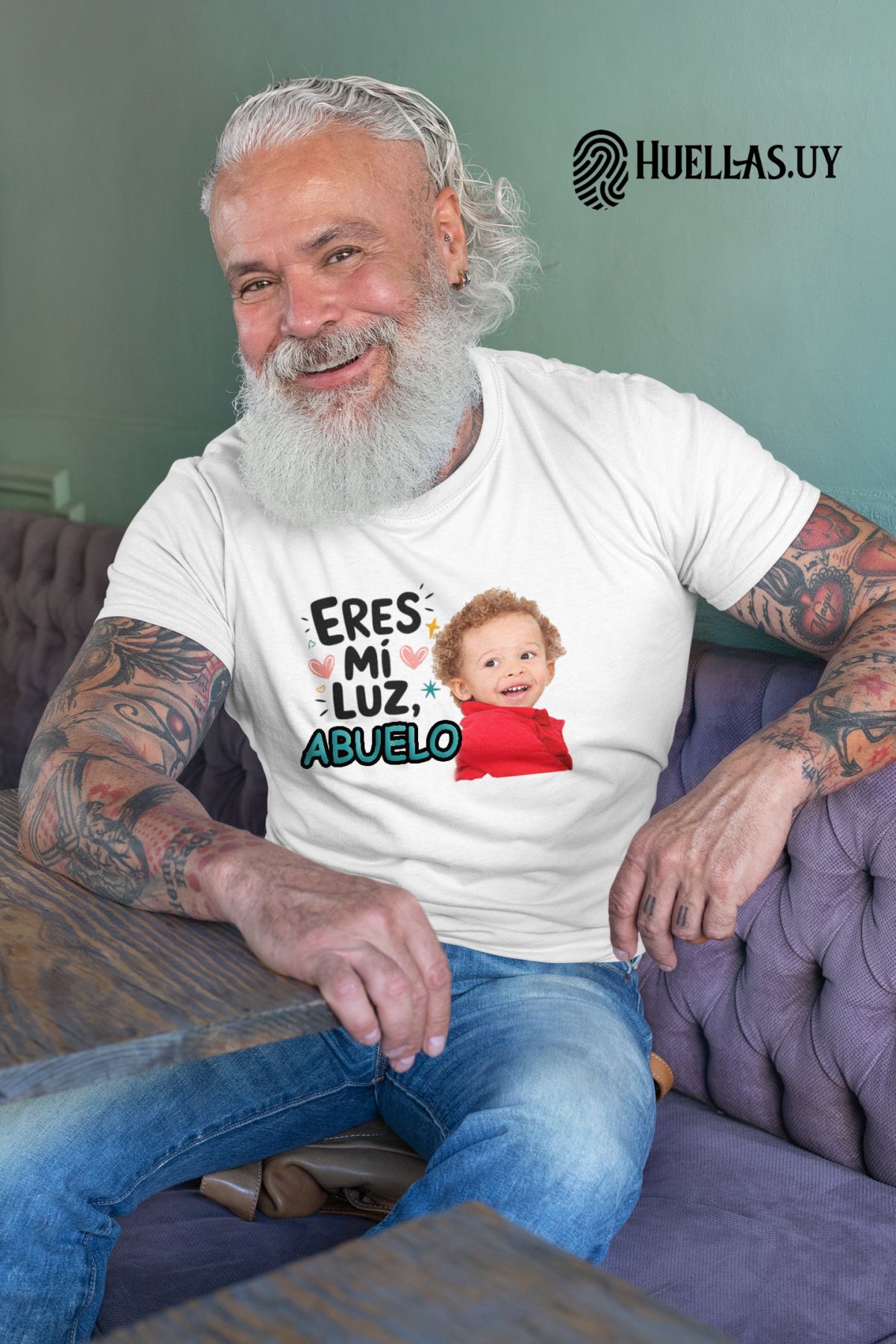 Camiseta con foto y leyenda Dia del Abuelo