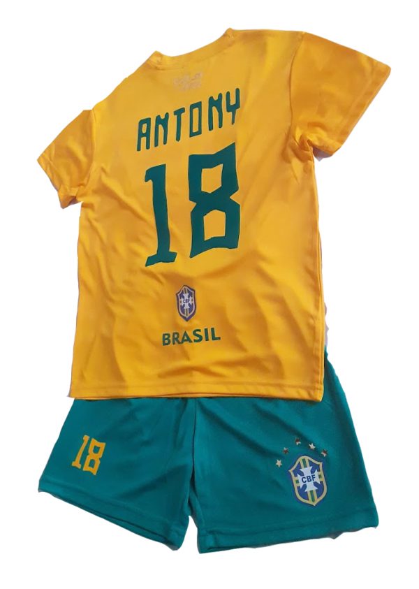 Equipo de futbol para niño Brasil Antony