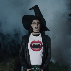Disfraz camiseta colmillos Halloween adulto