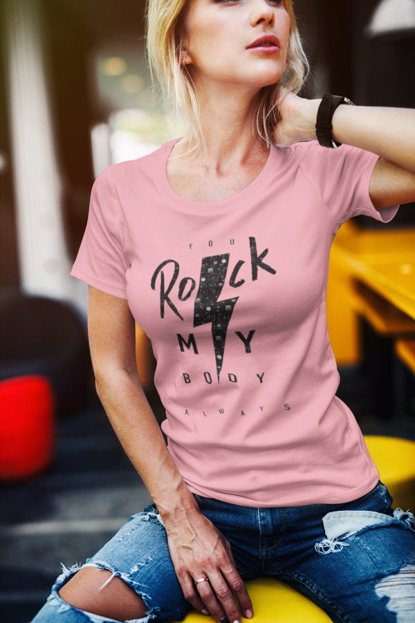 Camiseta mujer rock rayo glitter